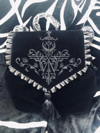 Black Gothic Velvet Witch Harajuku Magic Embroidery Dark Punk Rock Shoulder Bag Halloween