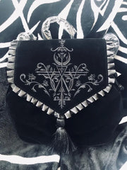 Black Gothic Velvet Witch Harajuku Magic Embroidery Dark Punk Rock Shoulder Bag Halloween