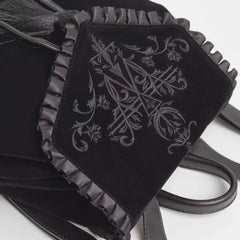 Black Gothic Velvet Witch Harajuku Magic Embroidery Dark Punk Rock Shoulder Bag Halloween
