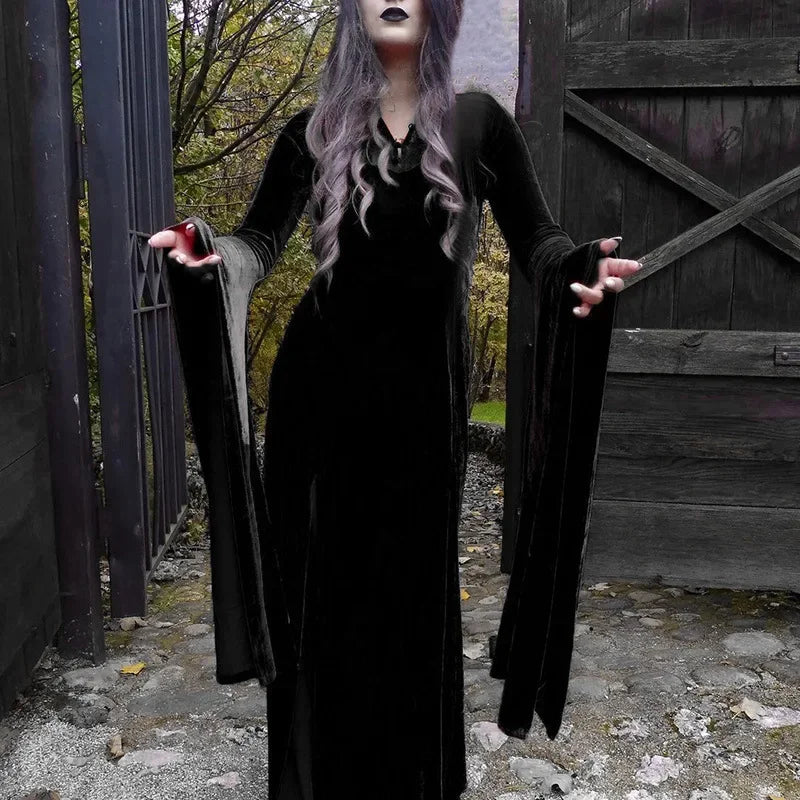 High Waist Flared Sleeve Maxi Dress