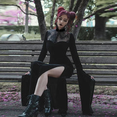 High Waist Flared Sleeve Maxi Dress