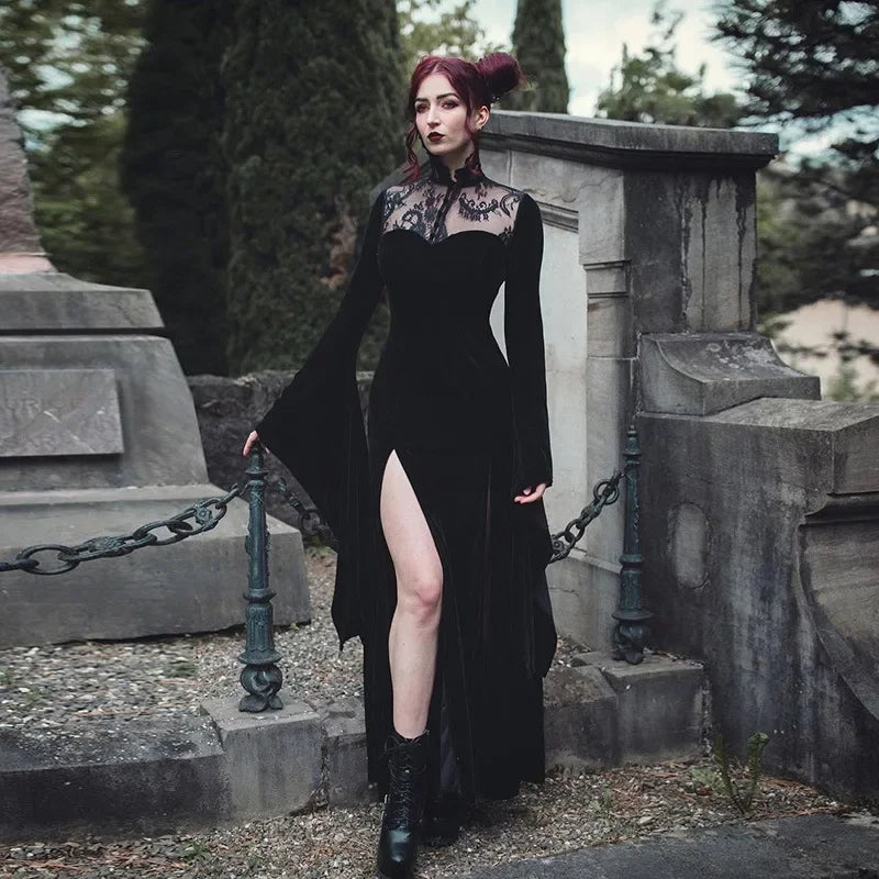 High Waist Flared Sleeve Maxi Dress