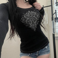 Gothic Print Knit Top
