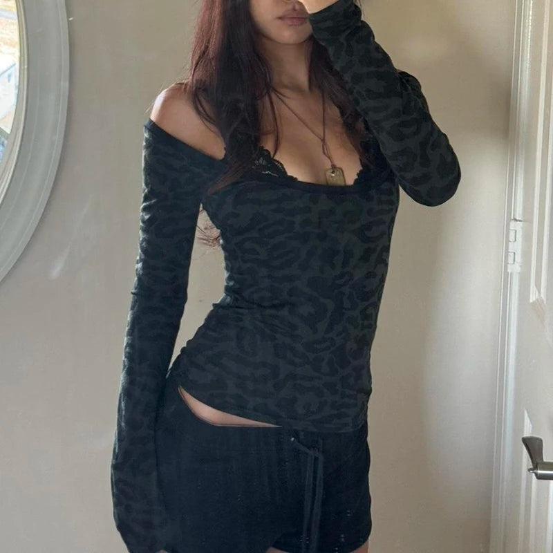Leopard Patchwork Knit Top