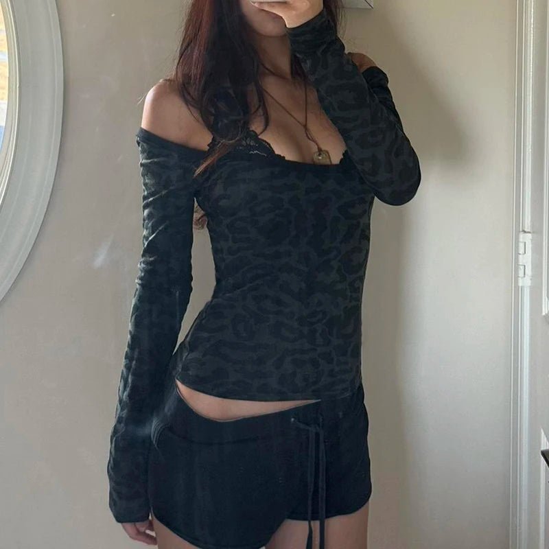 Leopard Patchwork Knit Top Main image