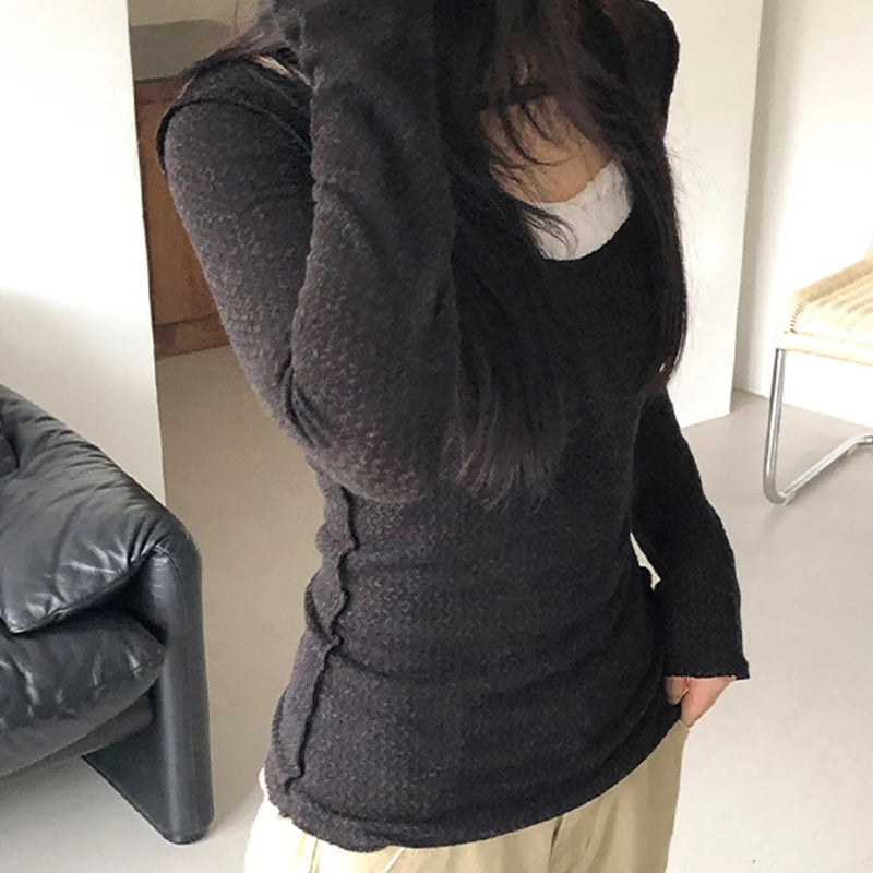 Furry Elastic Knit Top