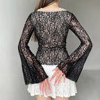 Bow V-neck Knit Top