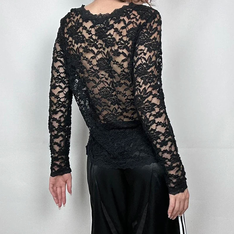 Sheer Button-up Knit Top