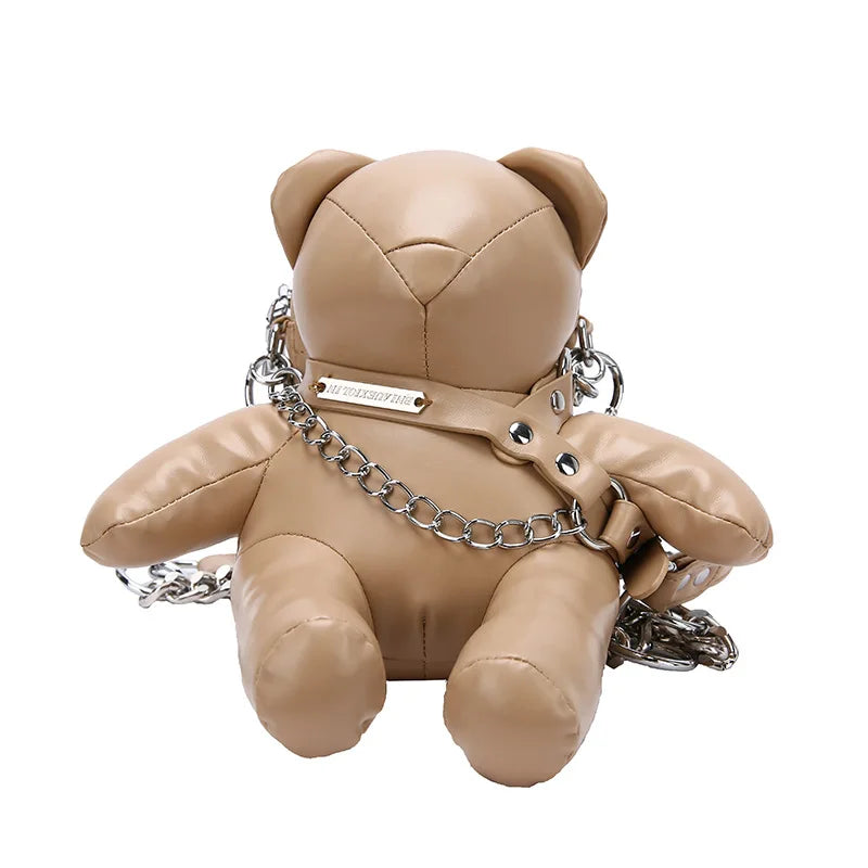 Cartoon Cute Luxury Designer Bear Doll Fashion Chain Phone Bag Dark Khaki / Mini(Max Length<20Cm)