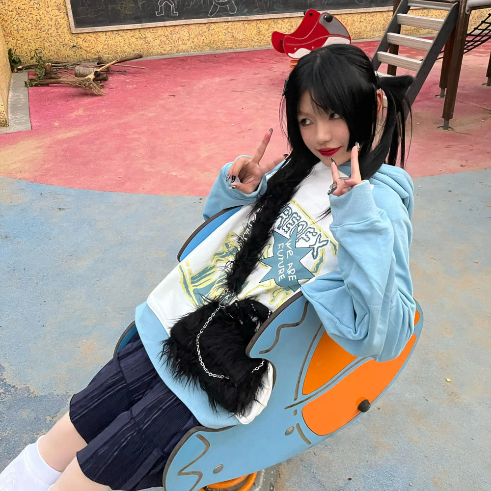 Cool Chain Gothic Rock Shoulder Leather Furry Y2K Crossbody Bag Halloween