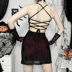Spider Web Suspender Mini Dress