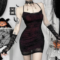 Spider Web Suspender Mini Dress