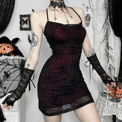 Spider Web Suspender Mini Dress