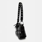 Goth Y2K Black Punk Rivet Chain School Pu Leather Skeleton Fashion Women Backpack Bag Halloween