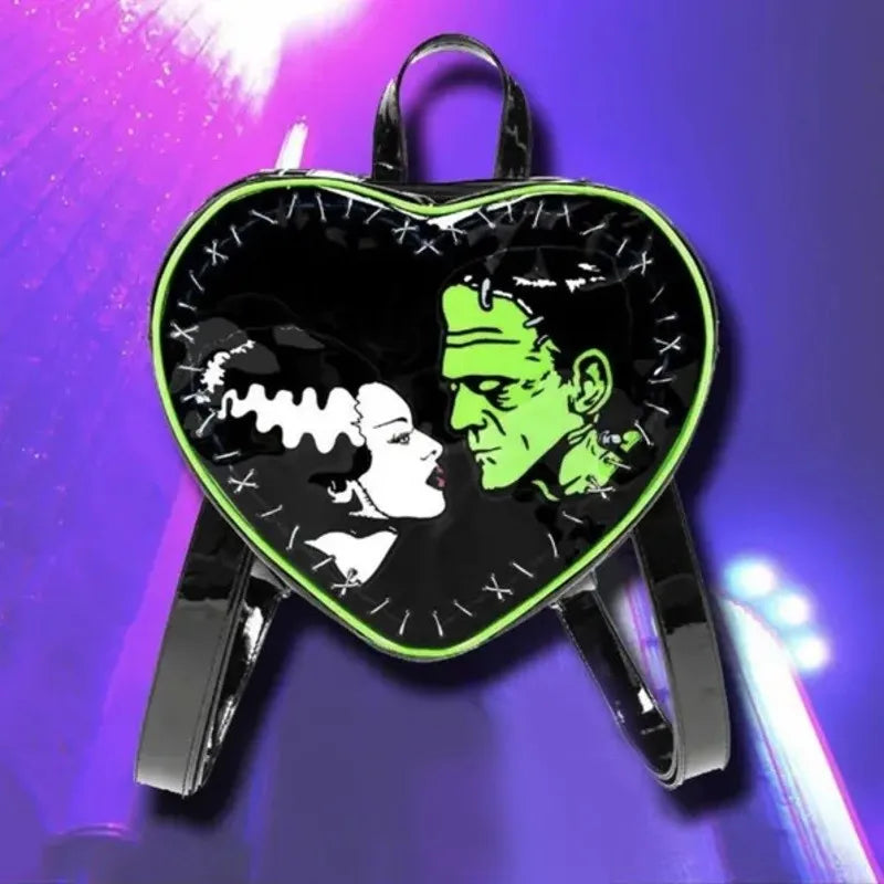 Fashion Gothic Y2K Heart Punk Mini Rock Grunge Crossbody Bag Backpack1 / 29X27X9 Cm Halloween