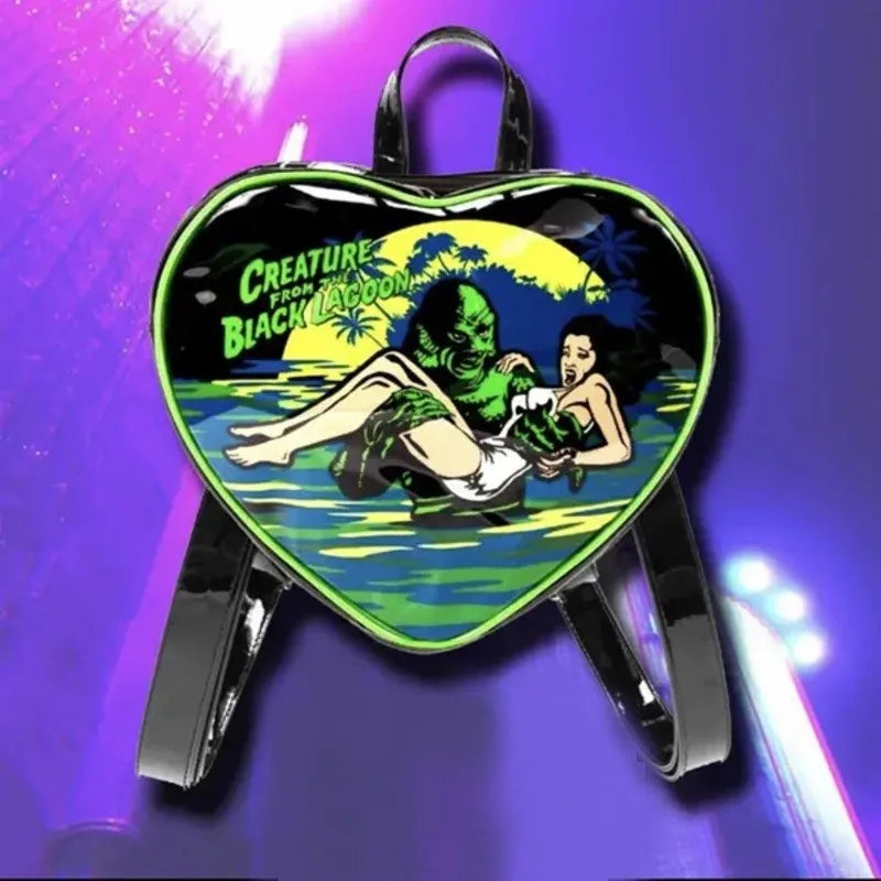 Fashion Gothic Y2K Heart Punk Mini Rock Grunge Crossbody Bag Backpack / 29X27X9 Cm Halloween