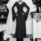 Flared Sleeve Witch V-Neck Maxi Dress