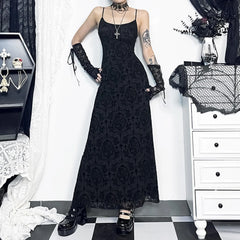 Cross Flocking Mesh Party Maxi Dress