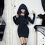 Embroidery Hooded Mini Dress