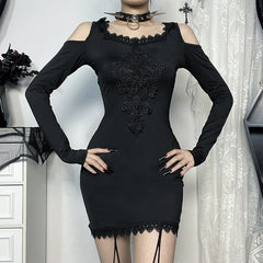 Embroidery Hooded Mini Dress