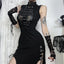 Sheer Patchwork Bandage Hem Midi Dress