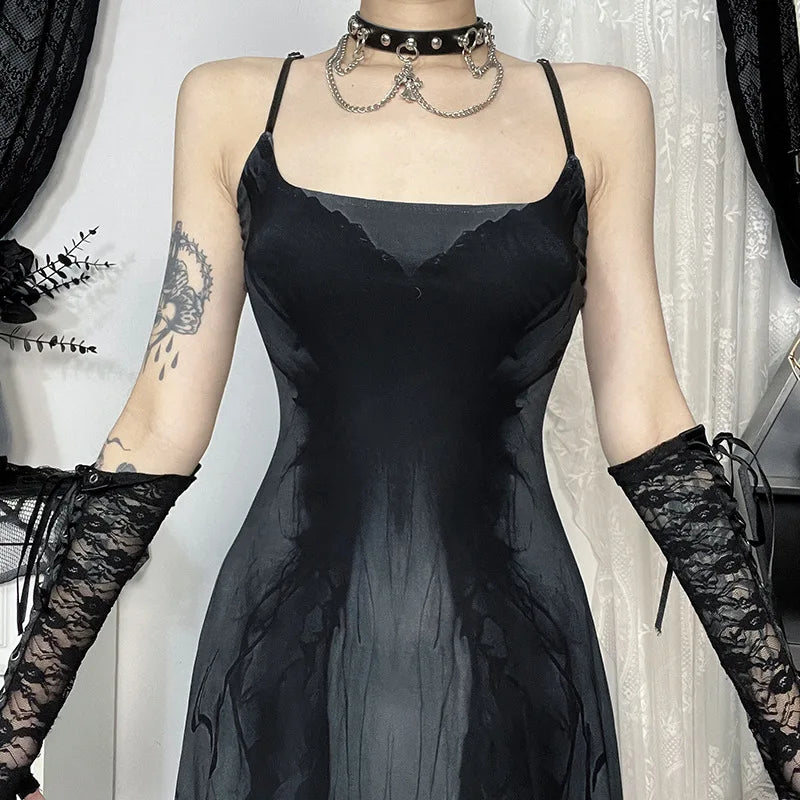 Mesh Butterfly Double Layer Midi Dress