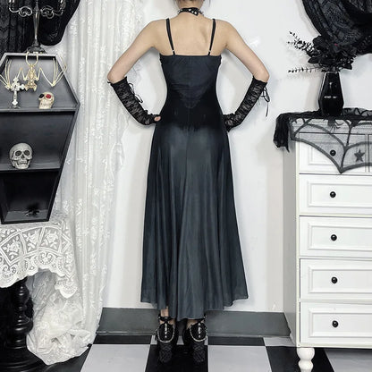 Mesh Butterfly Double Layer Midi Dress