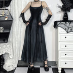 Mesh Butterfly Double Layer Midi Dress