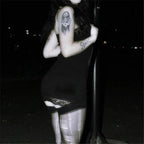 Skull Print Straps Mini Dress