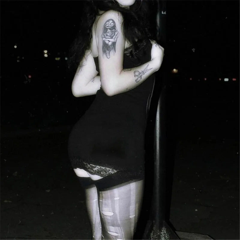 Skull Print Straps Mini Dress