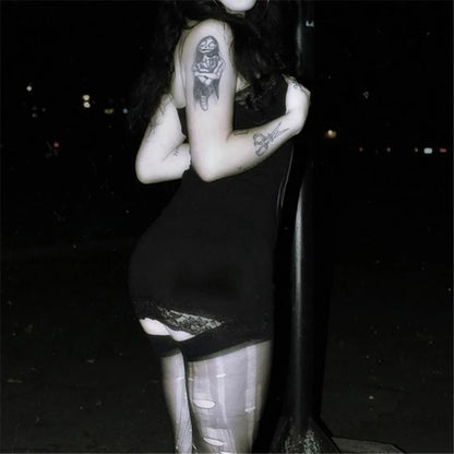 Skull Print Straps Mini Dress