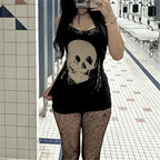 Skull Print Straps Mini Dress