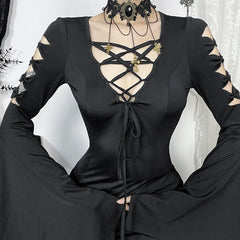 Hollow Out Batwing Sleeve Maxi Dress