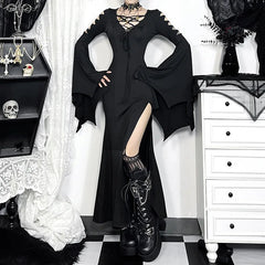 Hollow Out Batwing Sleeve Maxi Dress