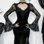 Vintage Lace Trumpet Slim Midi Dress