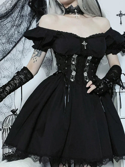 Black Bandage Corset Mini Dress