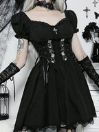 Black Bandage Corset Mini Dress