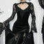 Floral Lace Mesh See Through Maxi Dress
