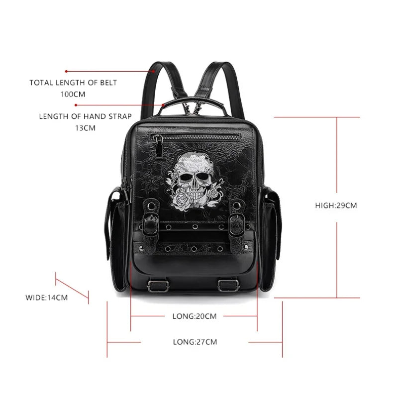 Goth Style Large Capacity Skull Multi-Function Unisex Waterproof Backpack Bag Halloween