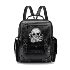 Goth Style Large Capacity Skull Multi-Function Unisex Waterproof Backpack Bag Black Halloween