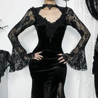 Gothic Lace Trumpet Slim Midi Dress
