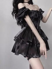 Black Lolita Spaghetti Mini Dress