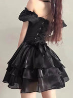 Black Lolita Spaghetti Mini Dress
