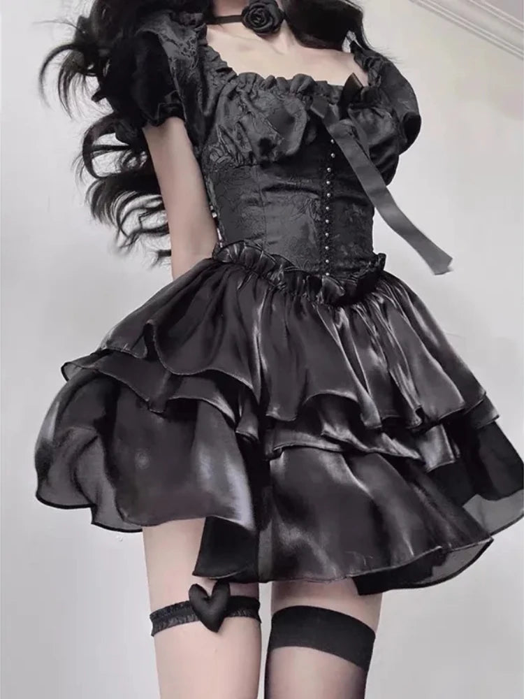 Black Lolita Spaghetti Mini Dress Main image