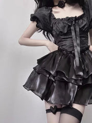 Black Lolita Spaghetti Mini Dress