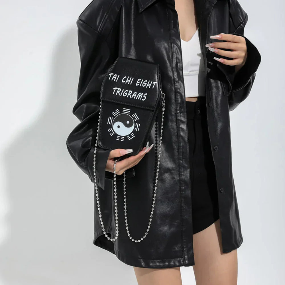 Gothic Coffin Shape Halloween Pu Leather Funny Cosmetic Bag