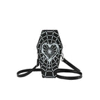 Gothic Coffin Small Spider Web Pu Leather Halloween Designer Bag Black