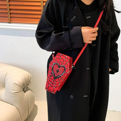 Gothic Coffin Spider Web Pu Leather Small Crossbody Halloween Shoulder Bag