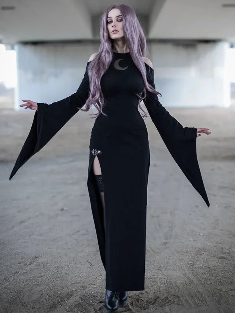 Trumpet Sleeve Moon Maxi Dress