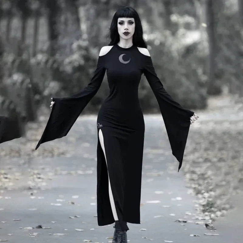 Trumpet Sleeve Moon Maxi Dress